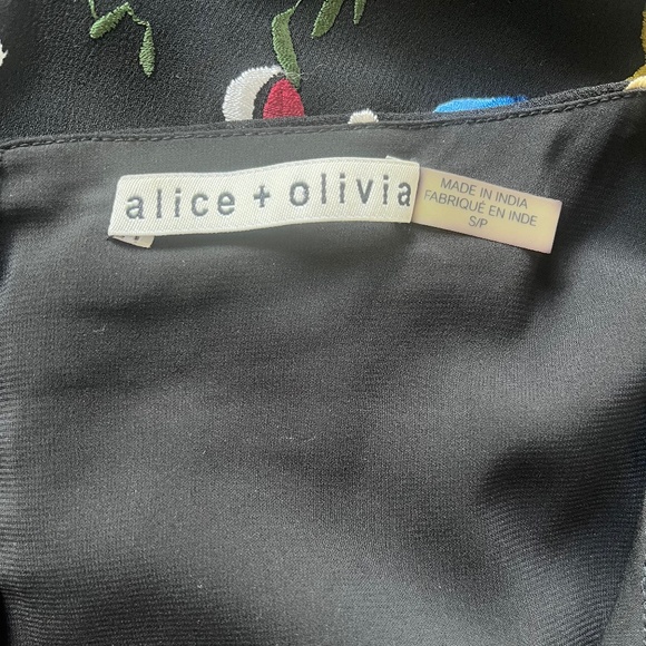 ALICE OLIVIA Eleonora Poet Flare Embroidered Birds Floral Cocktail Tunic Dress S - Picture 15 of 16